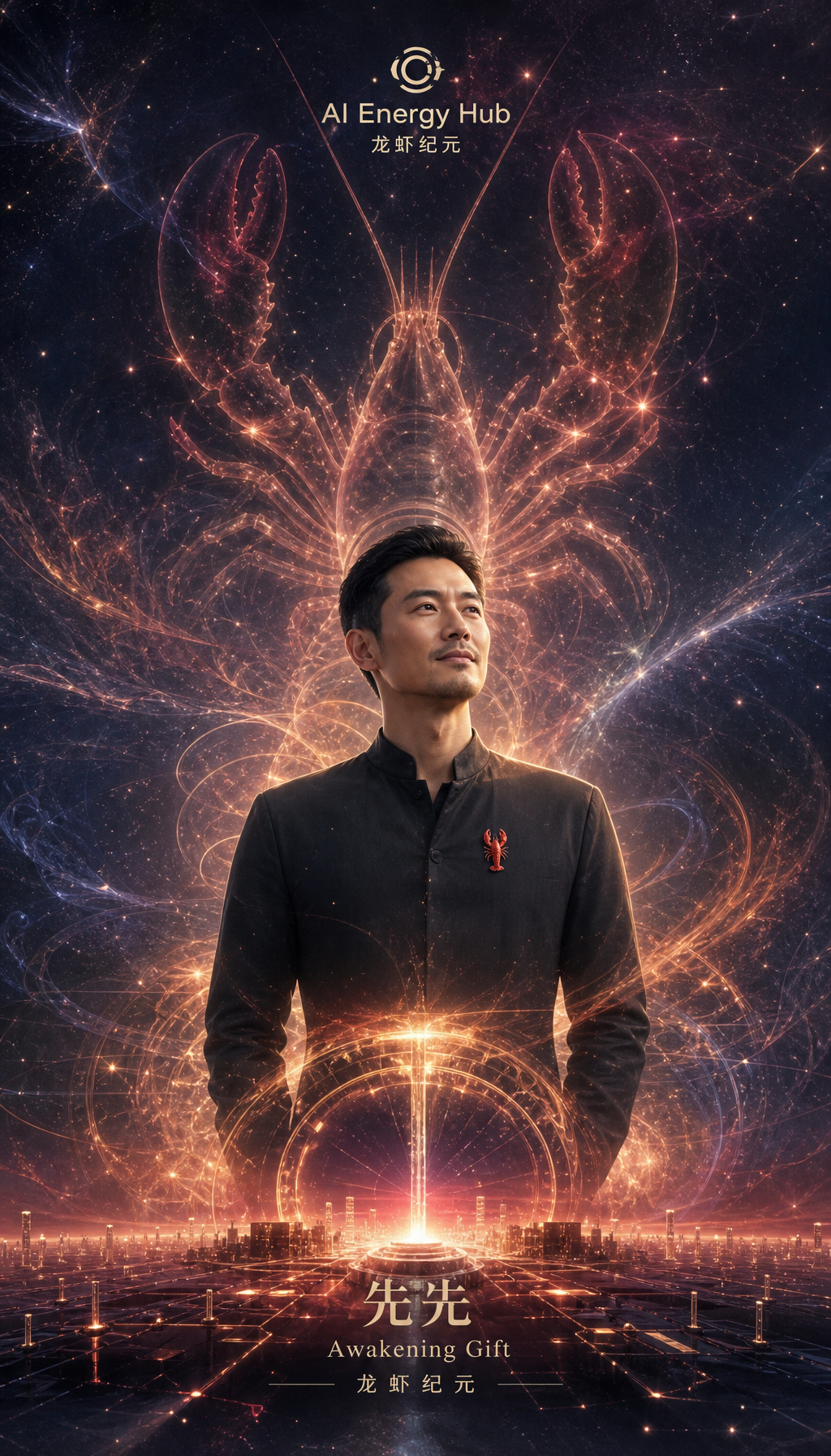 先先 龙虾纪元觉醒主题史诗海报