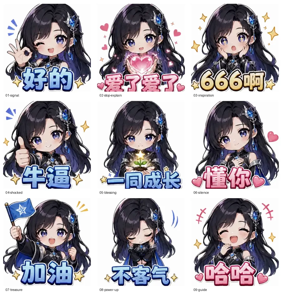 舒舒日常回复表情九宫格